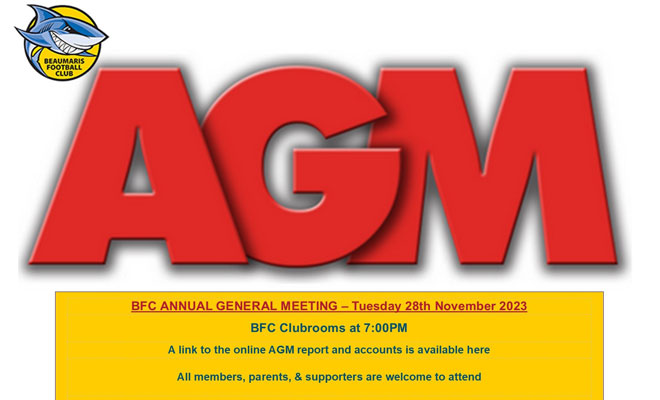 AGM Reminder Tuesday 28th 7pm